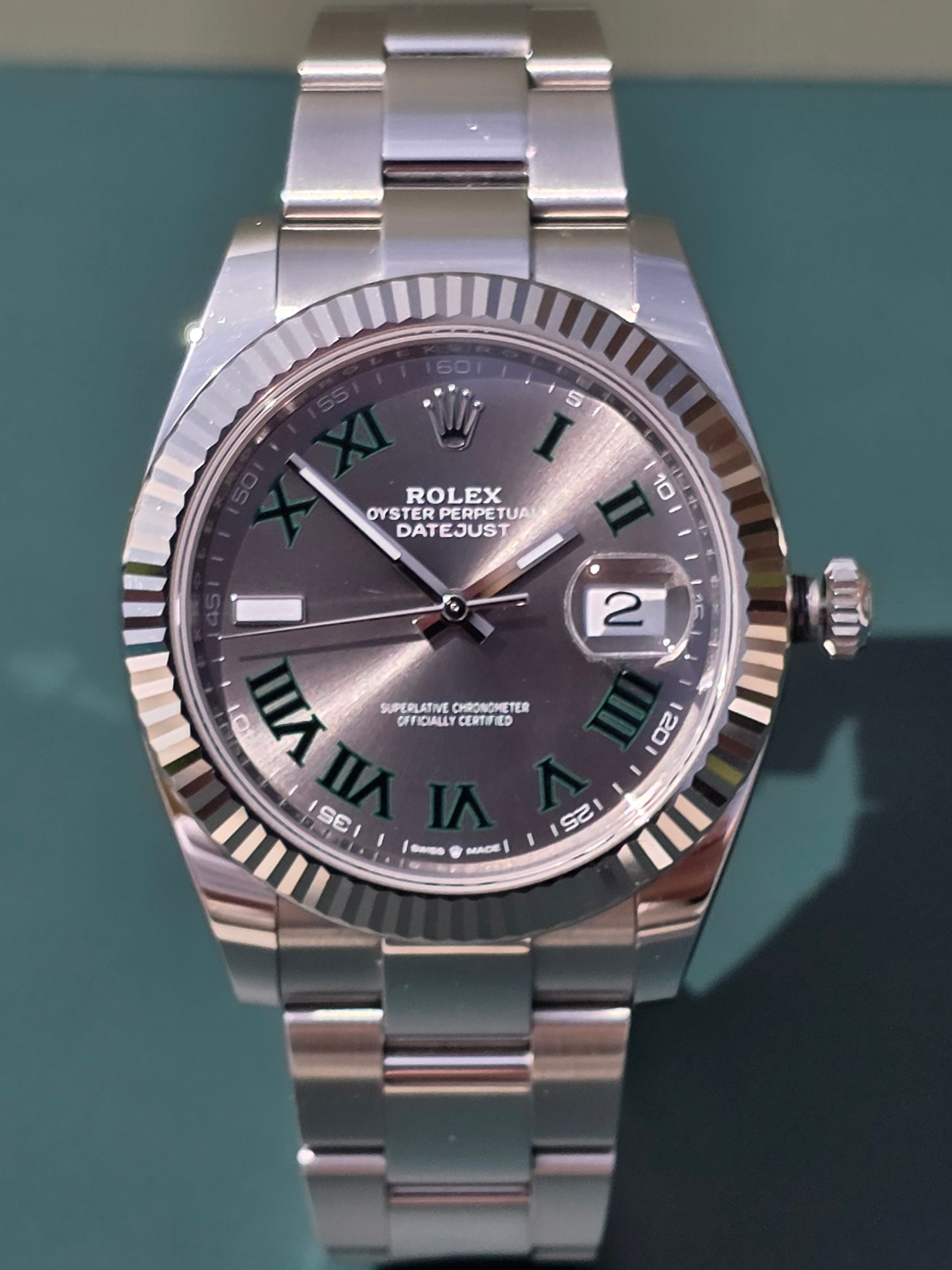 2023 Rolex Datejust 41mm Wimbledon 126334 | Slate Dial | Green Roman Numerals