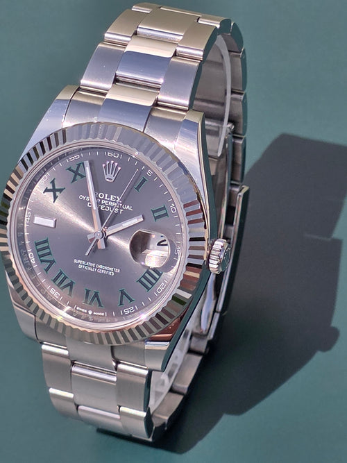 2023 Rolex Datejust 41mm Wimbledon 126334 | Slate Dial | Green Roman Numerals