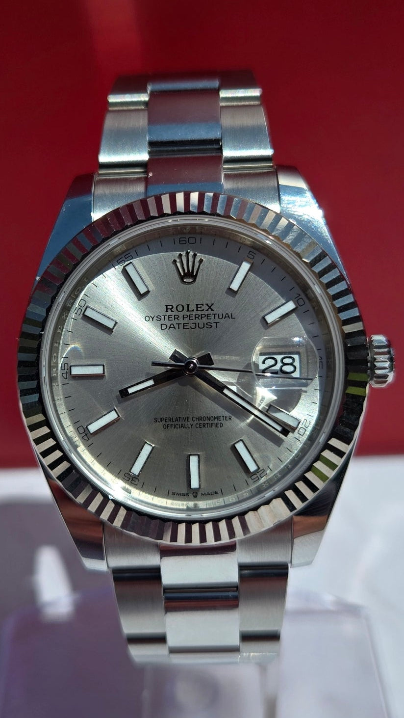 2026 Rolex Datejust 41 — Ref. 126334 | Silver Dial | 18k White Gold Fluted Bezel