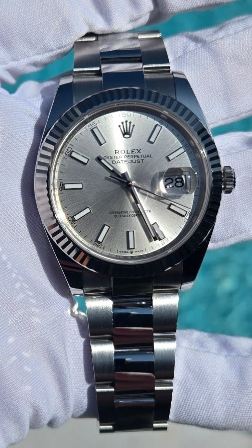 2026 Rolex Datejust 41 — Ref. 126334 | Silver Dial | 18k White Gold Fluted Bezel