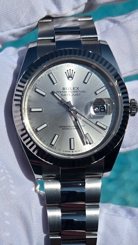 2026 Rolex Datejust 41 — Ref. 126334 | Silver Dial | 18k White Gold Fluted Bezel