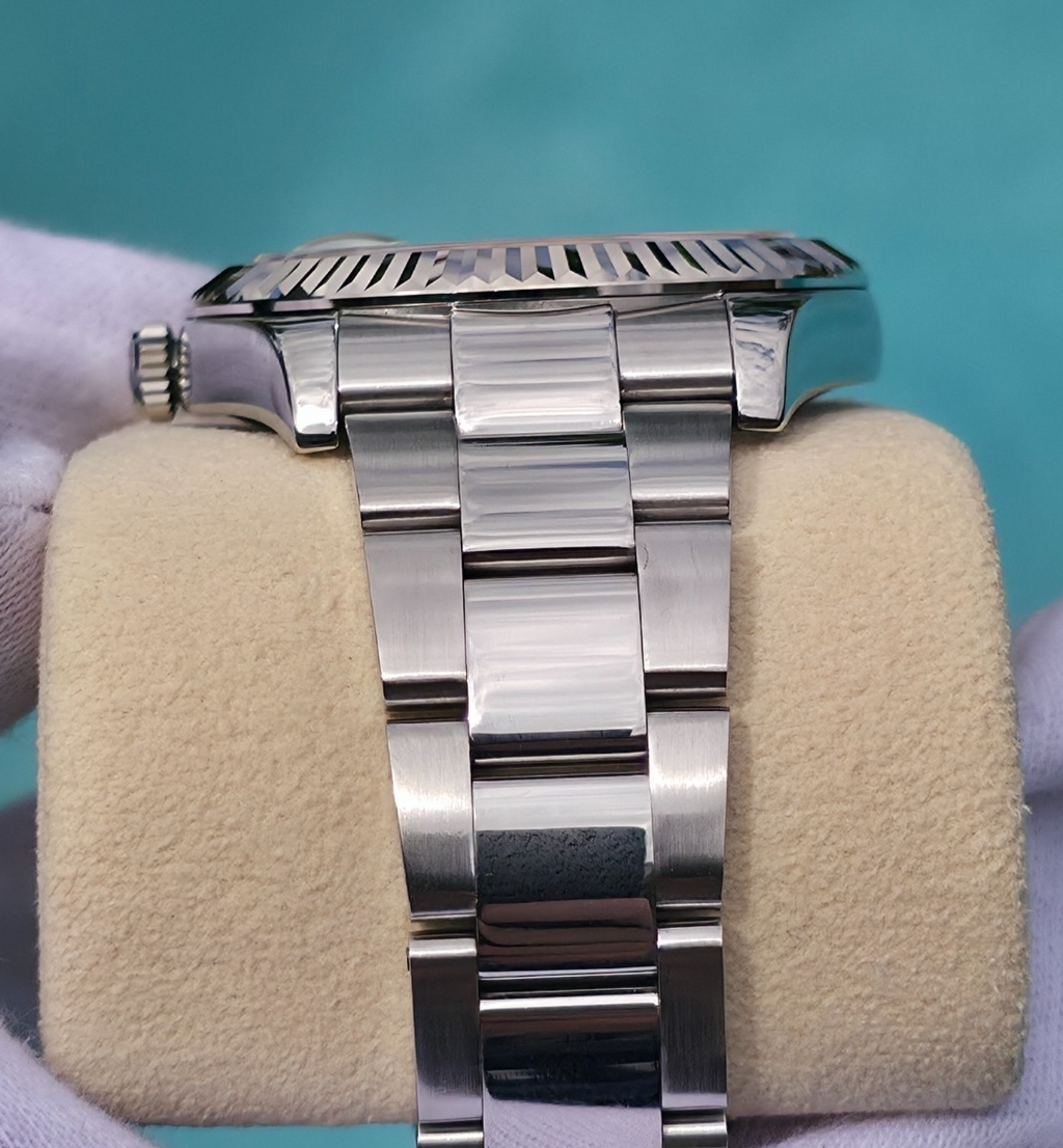 Rolex Datejust II 116334 41mm White Stick Dial 18K White Gold Fluted Bezel