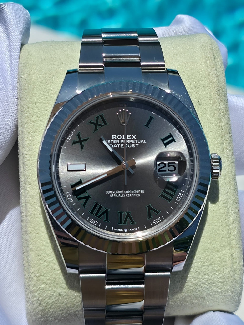 2023 Rolex Datejust 41mm Wimbledon 126334 | Slate Dial | Green Roman Numerals