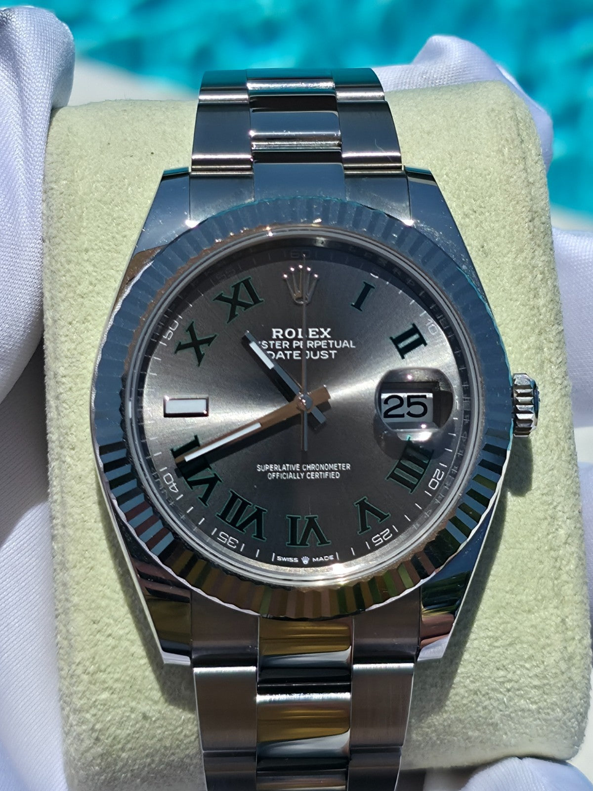 2023 Rolex Datejust 41mm Wimbledon 126334 | Slate Dial | Green Roman Numerals