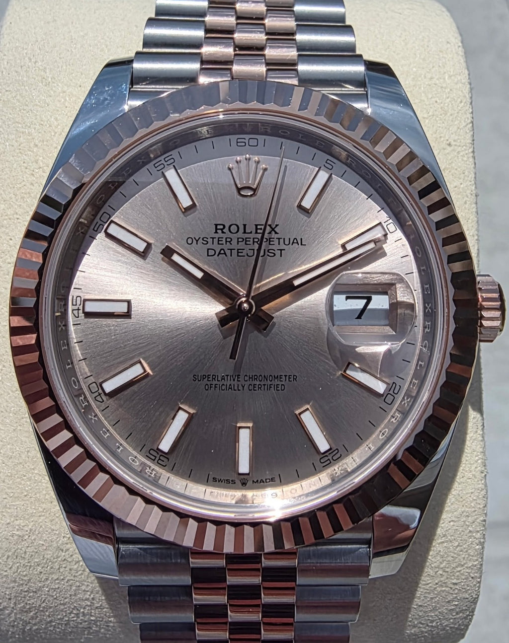 2026 UNWORN Rolex Datejust 126331 Rose and Silver Jubilee w/ Rose Gold Bezel