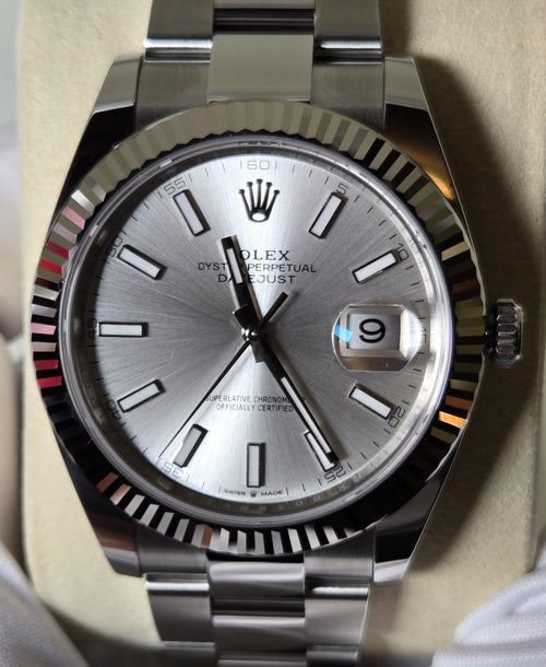 2026 Rolex Datejust 126334 "Silver" 41mm 18k White Gold Fluted Bezel