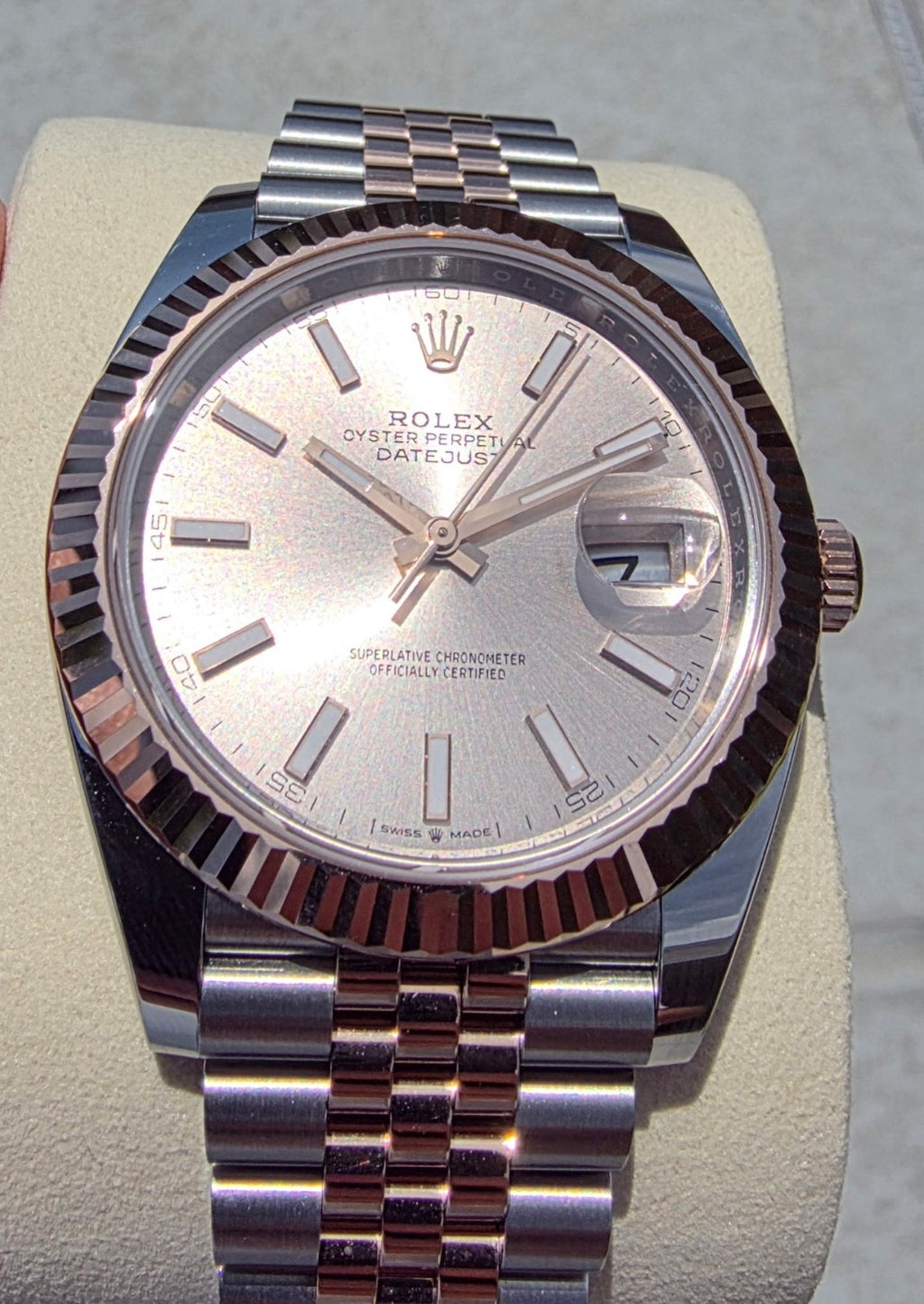 2026 UNWORN Rolex Datejust 126331 Rose and Silver Jubilee w/ Rose Gold Bezel