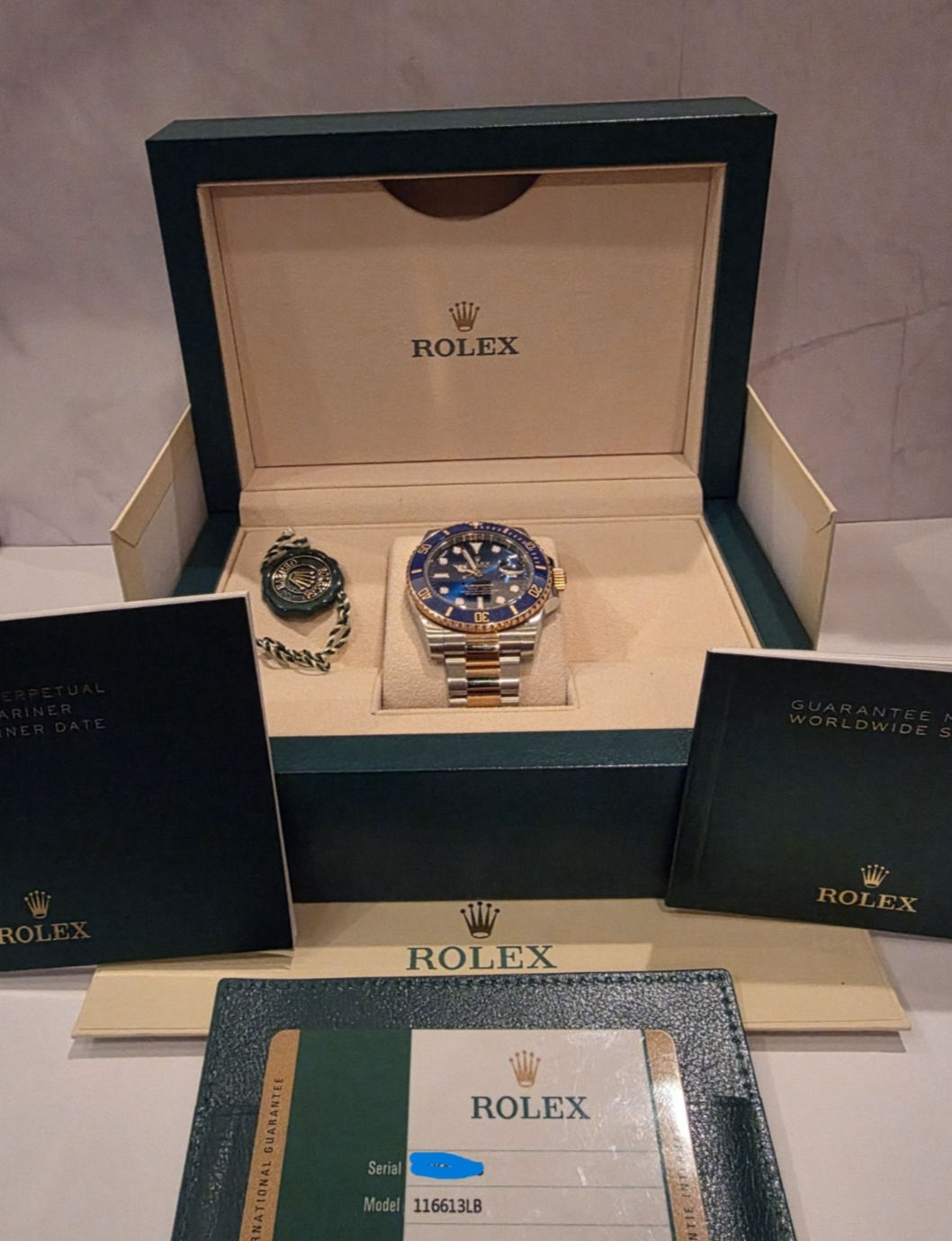 Rolex Submariner 116613LB "Bluesy" Silver/Gold Oyster Bracelet - March 2019