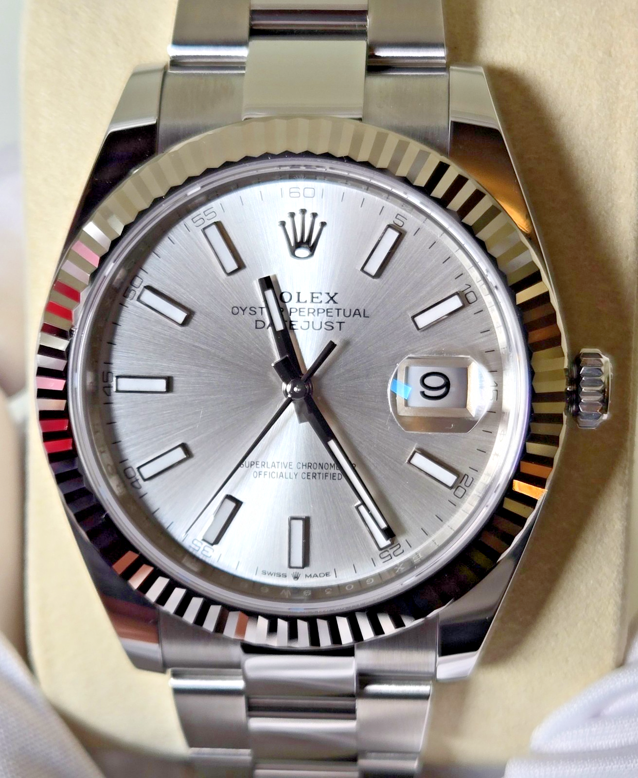 2026 Rolex Datejust 41 — Ref. 126334 | Silver Dial | 18k White Gold Fluted Bezel