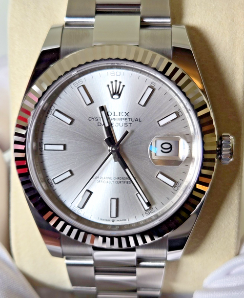 2026 Rolex Datejust 41 — Ref. 126334 | Silver Dial | 18k White Gold Fluted Bezel