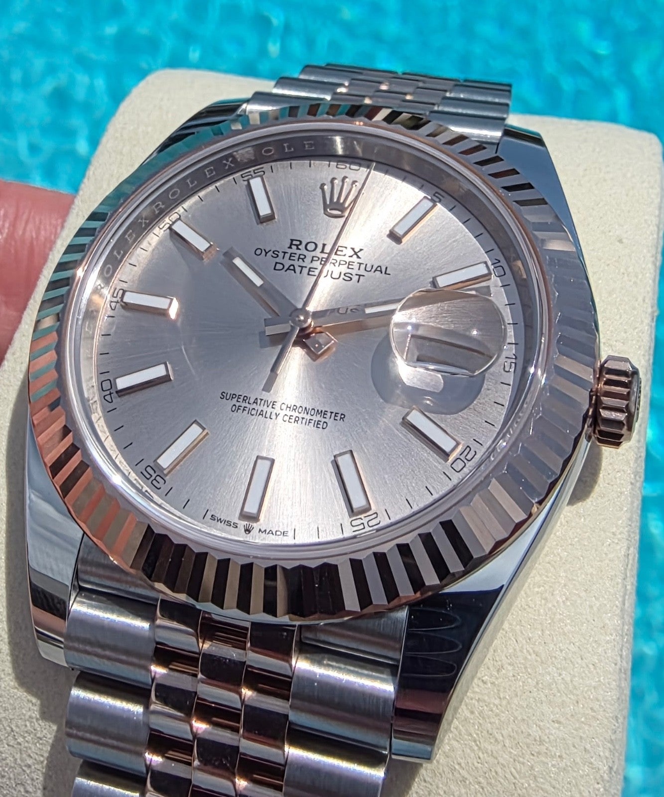 2026 UNWORN Rolex Datejust 126331 Rose and Silver Jubilee w/ Rose Gold Bezel