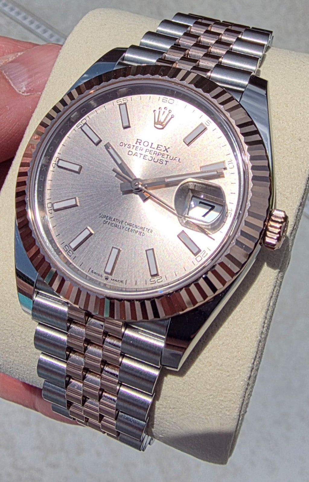 2026 UNWORN Rolex Datejust 126331 Rose and Silver Jubilee w/ Rose Gold Bezel