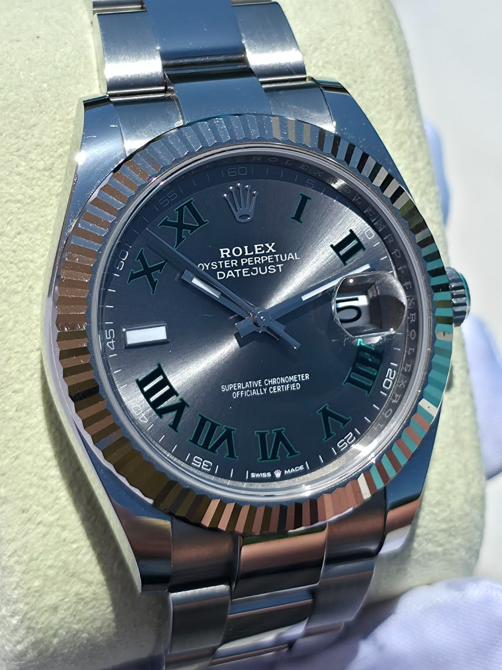 2023 Rolex Datejust 41mm Wimbledon 126334 | Slate Dial | Green Roman Numerals