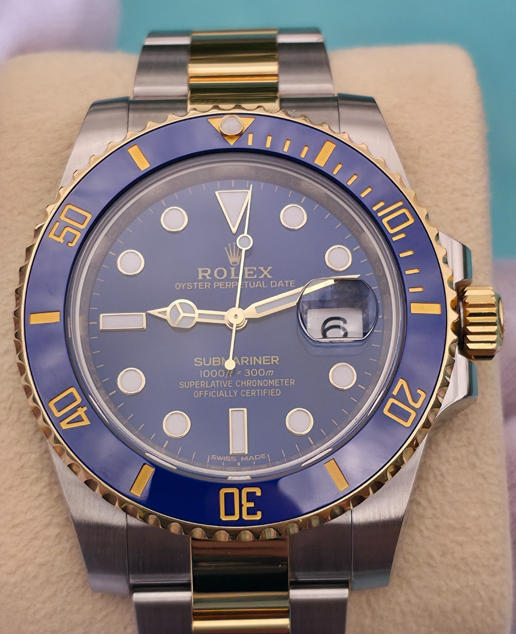 Rolex Submariner 116613LB "Bluesy" Silver/Gold Oyster Bracelet - March 2019