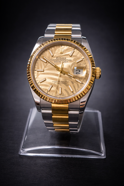 Rolex Datejust 126333 "Palm Motif" Dial Oyster Bracelet - 18K Gold Fluted Bezel