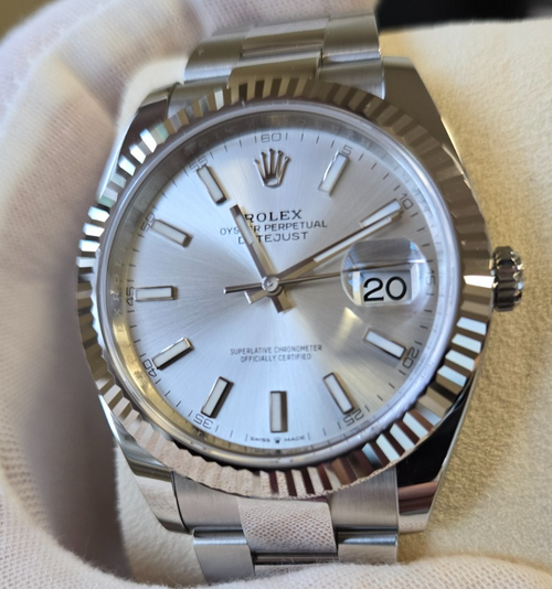 2026 Rolex Datejust 41 — Ref. 126334 | Silver Dial | 18k White Gold Fluted Bezel