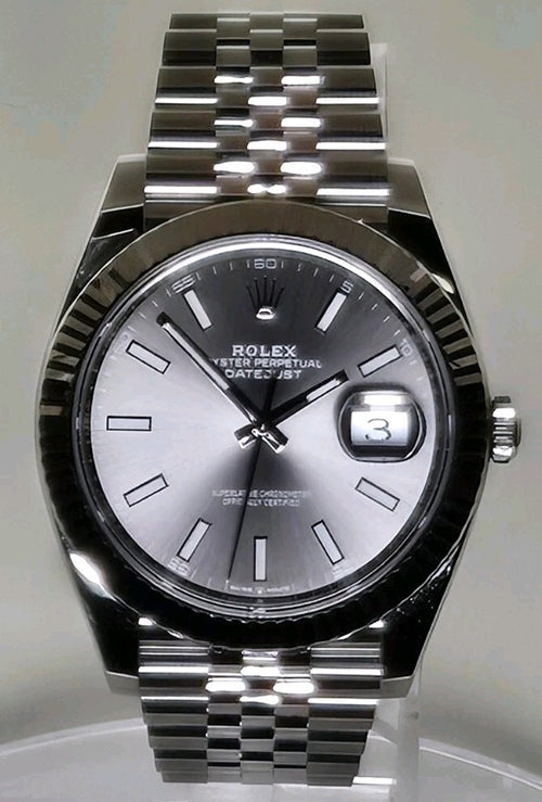 2025 Rolex Datejust 126334 "Slate Grey" Jubilee 41mm 18k White Gold Fluted Bezel